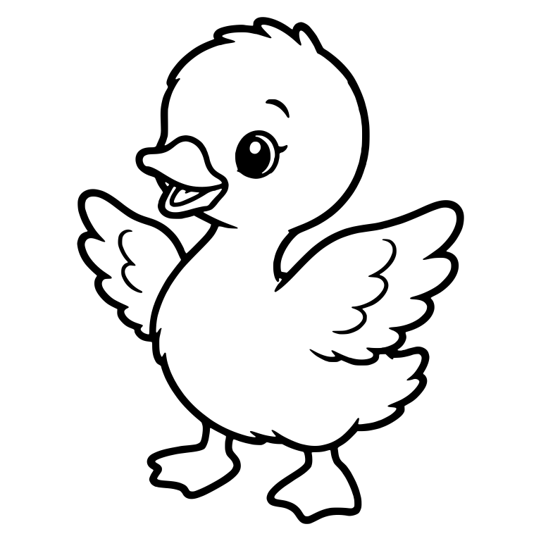 Waving Baby Cygnet Standing with Wings Spread — free animal SVG cut file