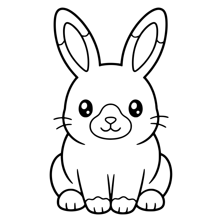 Kawaii Himalayan Bunny Sitting Front View With Nose Patch — free animal SVG cut file
