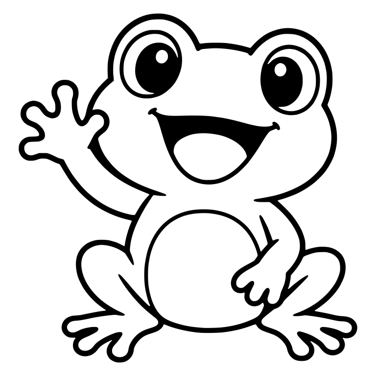 Happy Chibi Frog Waving with Hand on Belly — free animal SVG cut file
