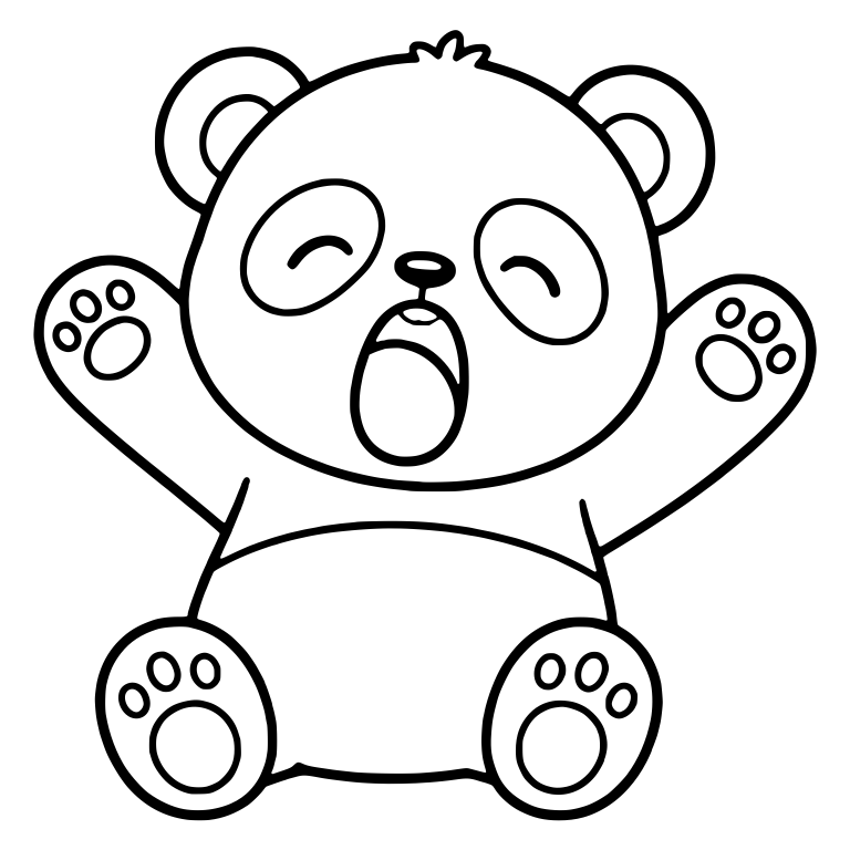 Cheering Panda Sitting With Arms Raised and Paw Pads — free animal SVG cut file