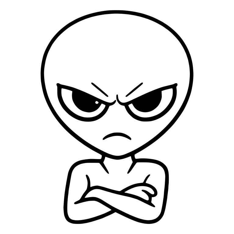 Angry Gray Alien With Big Eyes And Crossed Arms — free fantasy-creature SVG cut file