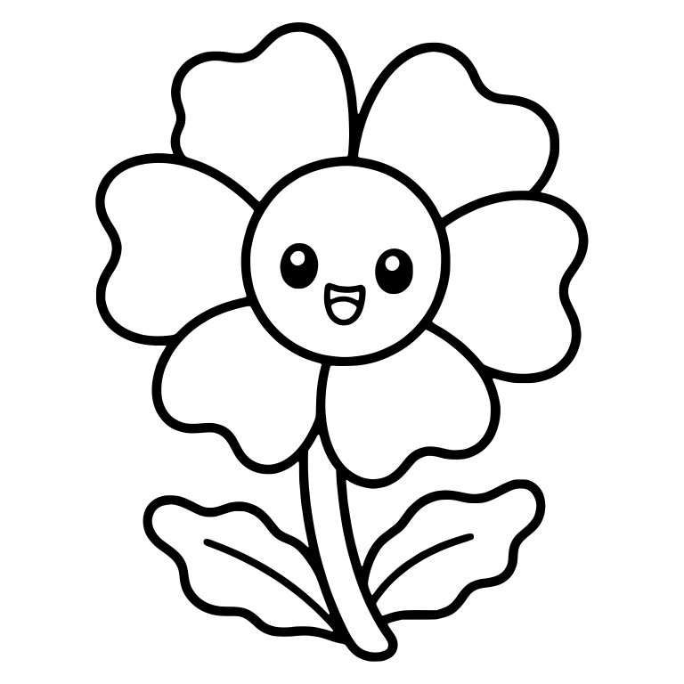 Smiling Flower With Four Wavy Petals — free floral SVG cut file