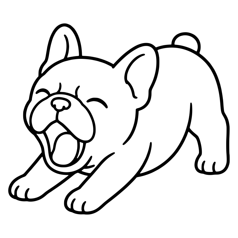 Yawning French Bulldog Puppy Stretching Forward — free animal SVG cut file