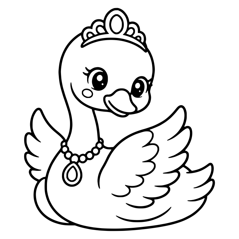 Swan Princess With Jeweled Tiara and Pearl Necklace — free animal SVG cut file
