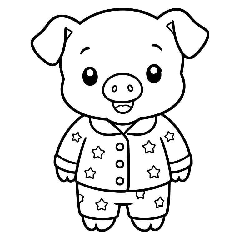 Standing Piglet In Star Print Pajamas — free animal SVG cut file