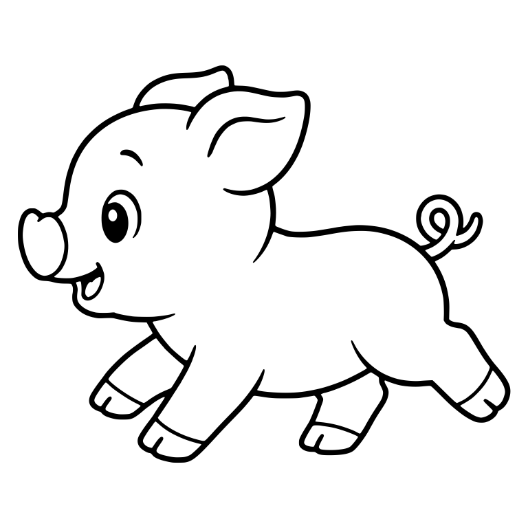 Trotting Piglet with Heart-Shaped Nose in Side View — free animal SVG cut file