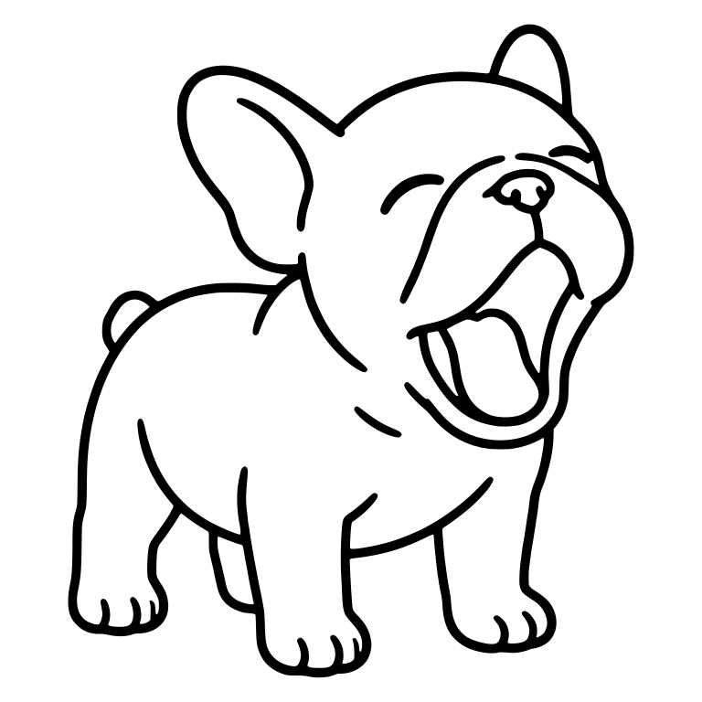 French Bulldog Standing and Yawning With Wide Mouth — free animal SVG cut file