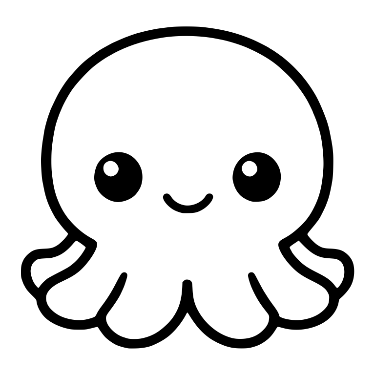 Round Octopus With Smile And Tucked Side Arms — free animal SVG cut file