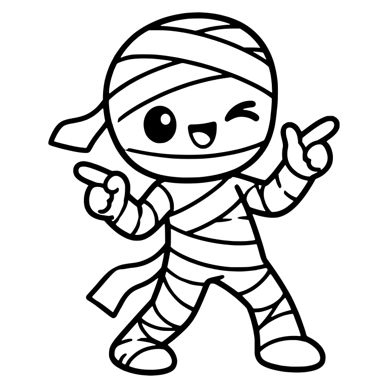 Winking Mummy Pointing Both Fingers With Trailing Bandages — free fantasy-creature SVG cut file
