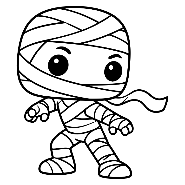 Mummy In Wide Fighting Stance With Flowing Bandage — free fantasy-creature SVG cut file
