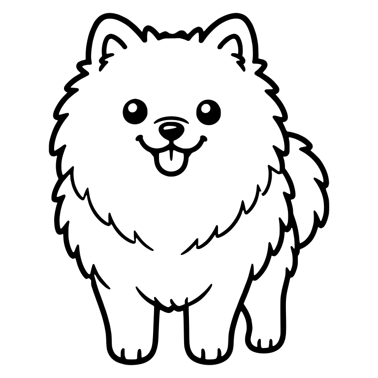 Smiling Pomeranian Standing Front View with Tongue Out — free animal SVG cut file