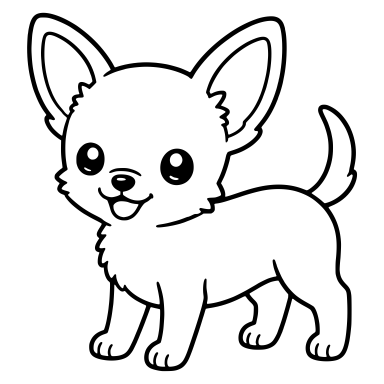 Fluffy-Chested Chihuahua Puppy Standing With Tongue Out — free animal SVG cut file