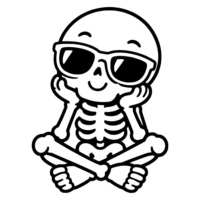 Skeleton in Sunglasses Sitting with Chin in Hands — free skeleton SVG cut file