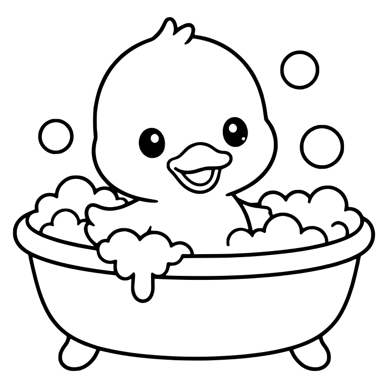 Duckling in Bathtub With Foam Dripping Over Rim — free animal SVG cut file