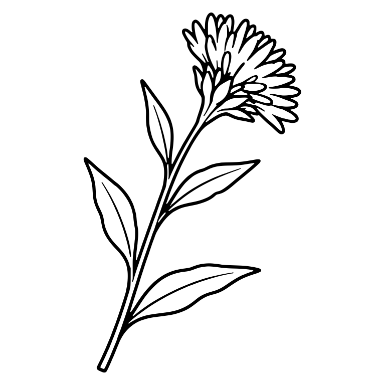 Leaning Ironweed Flower on a Diagonal Stem With Leaves — free floral SVG cut file