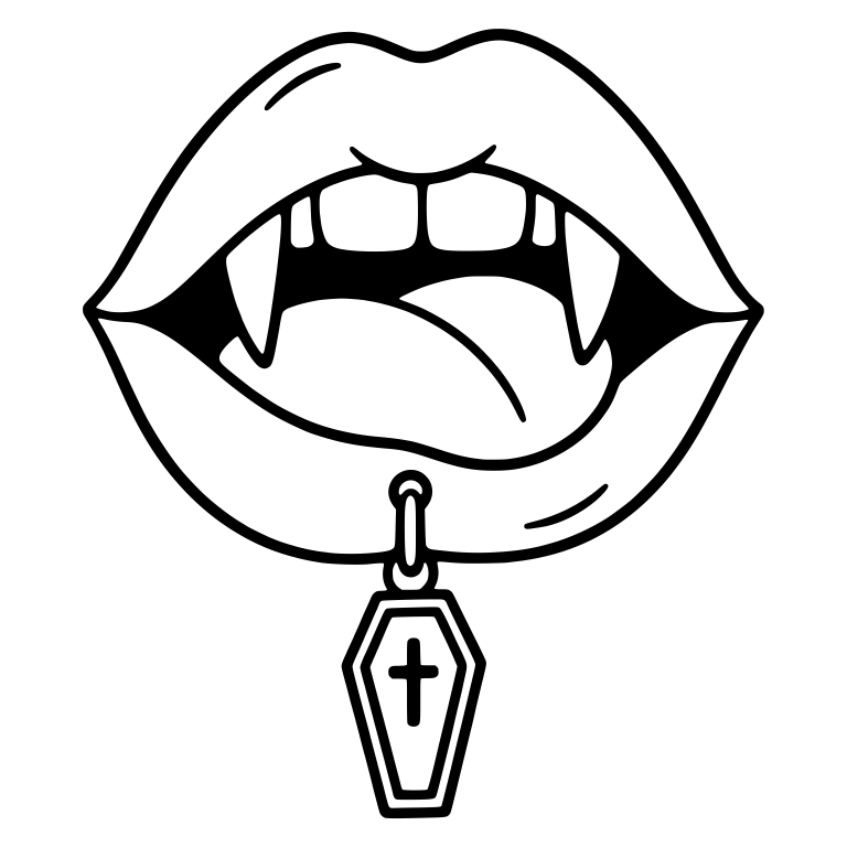 Vampire Mouth with Tongue and Center Coffin Charm — free fantasy-creature SVG cut file