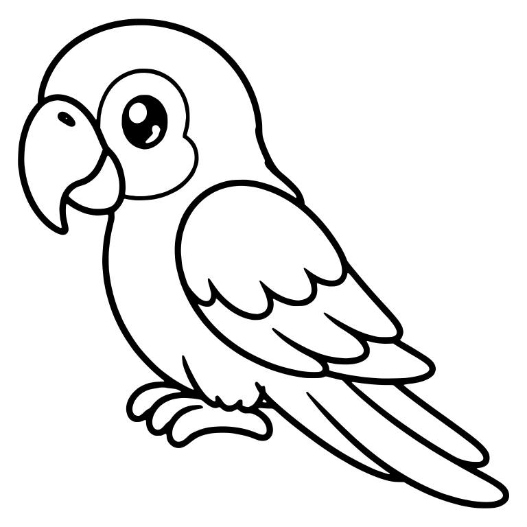Macaw in Profile with Big Sparkly Eye and Long Tail — free animal SVG cut file