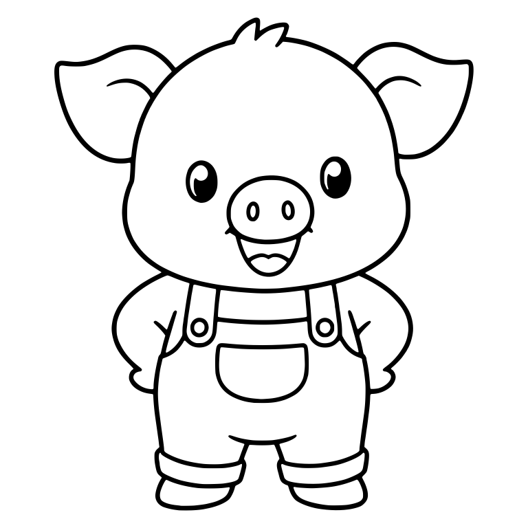 Piglet in Overalls Standing With Hands on Hips — free animal SVG cut file