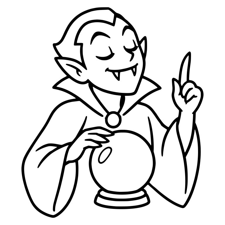 Smug Vampire Raising a Finger by Crystal Ball — free fantasy-creature SVG cut file
