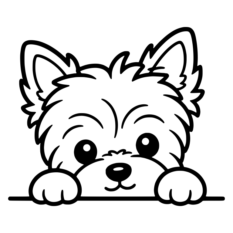Yorkie Puppy Peeking Over a Ledge — free animal SVG cut file