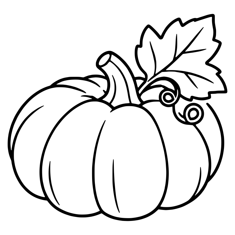 Pumpkin With Serrated Leaf and Curly Tendrils — free floral SVG cut file
