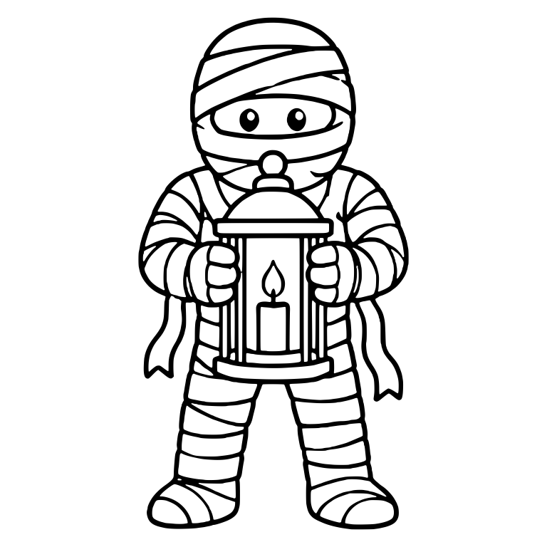 Cute Mummy Holding Lantern With Both Hands — free fantasy-creature SVG cut file