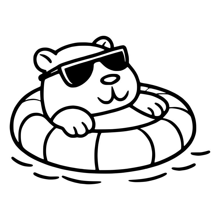 Capybara Lounging in Swim Ring with Dark Shades — free animal SVG cut file
