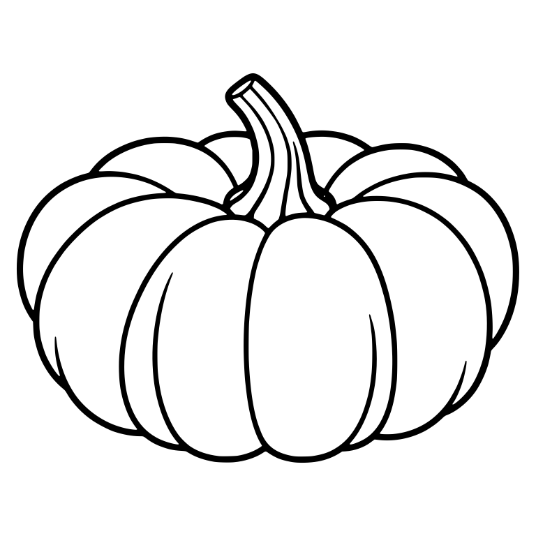 Wide Flat Pumpkin with Slender Curved Stem and Deep Ribs — free floral SVG cut file