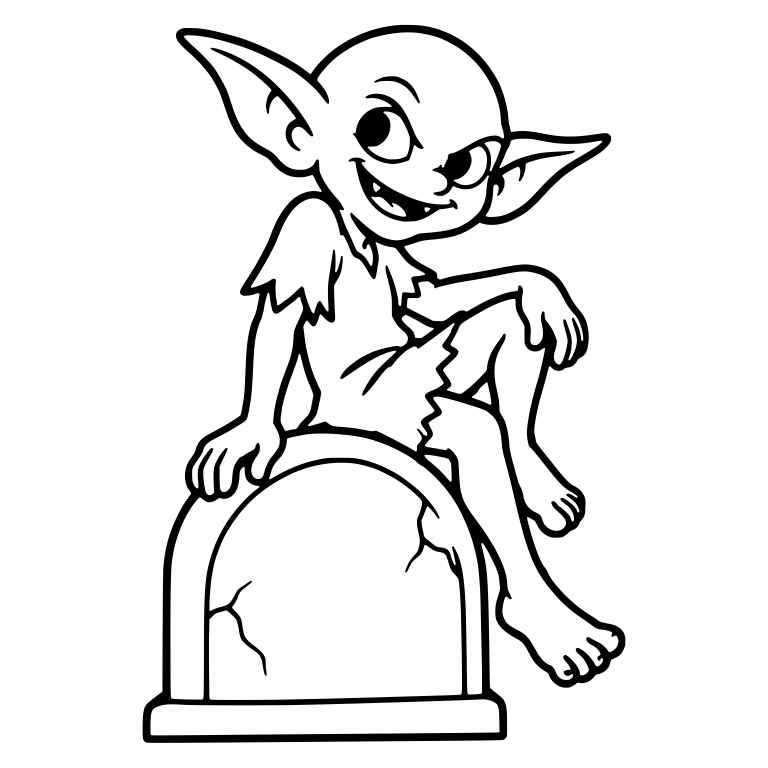 Sly Goblin Lounging on a Cracked Tombstone — free fantasy-creature SVG cut file