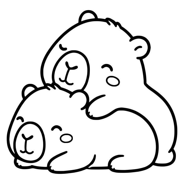 Two Capybaras Snuggling Piled on Each Other — free animal SVG cut file
