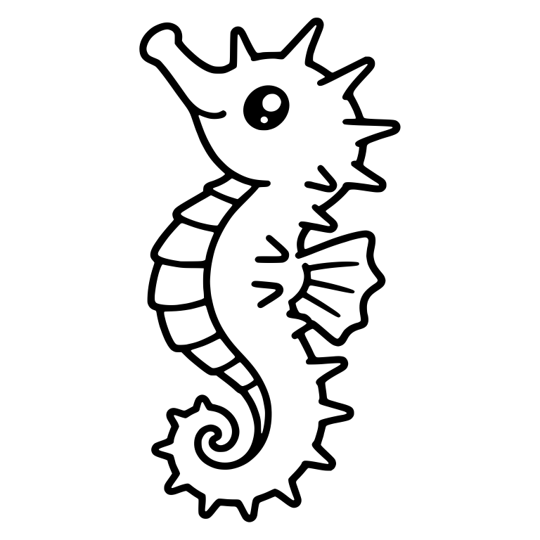 Thorny Kawaii Seahorse with Raised Snout and Spiny Back — free animal SVG cut file