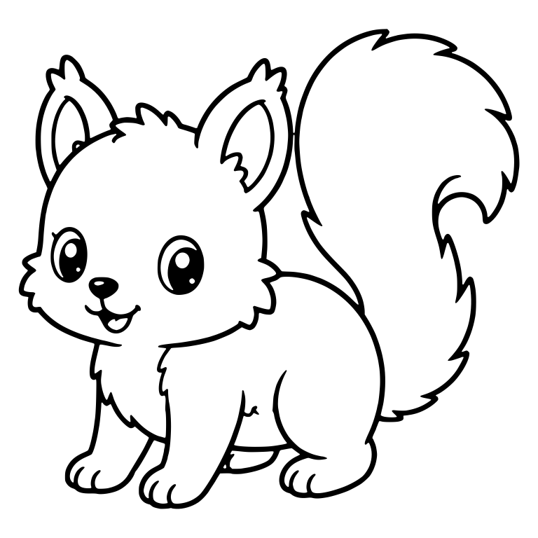Fluffy Cheeked Squirrel on All Fours with Curled Tail — free animal SVG cut file