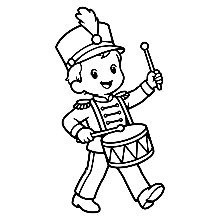 Marching Band Kid With Plumed Hat And Snare Drum — free characters SVG cut file
