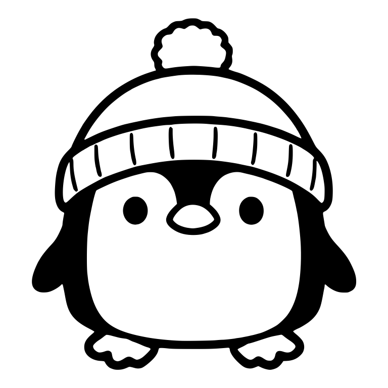 Plain-Eyed Penguin in Ribbed Beanie With Pom-Pom — free animal SVG cut file