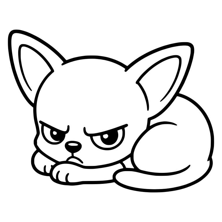 Grumpy Chihuahua Puppy Curled Up Resting on Paws — free animal SVG cut file