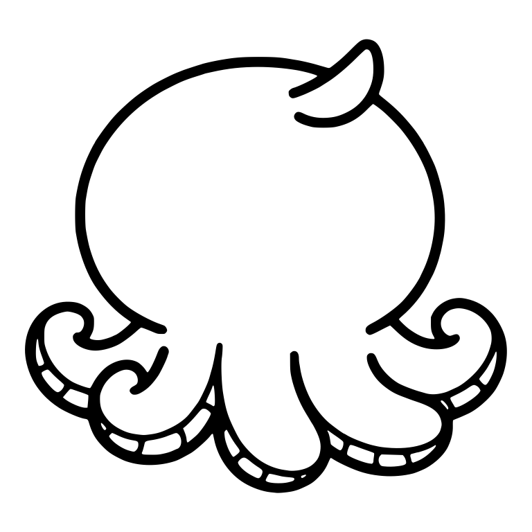 Faceless Octopus With Curled Tentacles and Head Curl — free animal SVG cut file