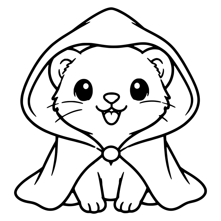 Grinning Ferret in Wide Hooded Cloak — free animal SVG cut file