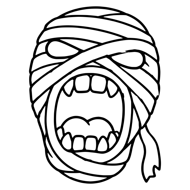 Open-Mouthed Mummy Head With Tongue and Single Wrap Tail — free fantasy-creature SVG cut file