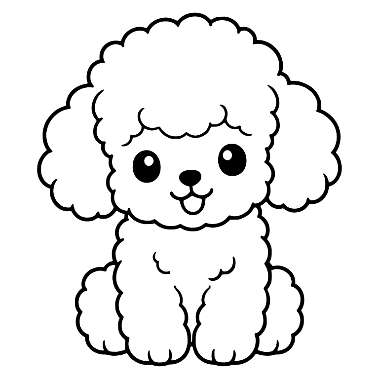 Sitting Fluffy Toy Poodle Puppy With Big Round Eyes — free animal SVG cut file