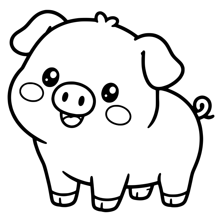 Standing Chubby Piglet With Oval Blush Cheeks — free animal SVG cut file
