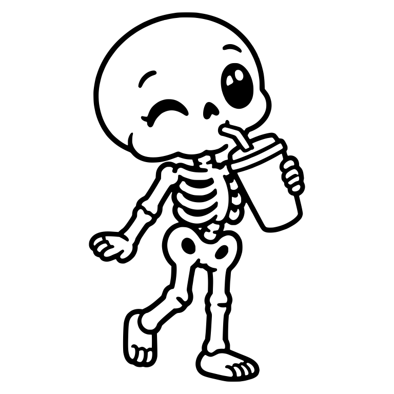 Strolling Skeleton Winking While Sipping a Tumbler — free skeleton SVG cut file