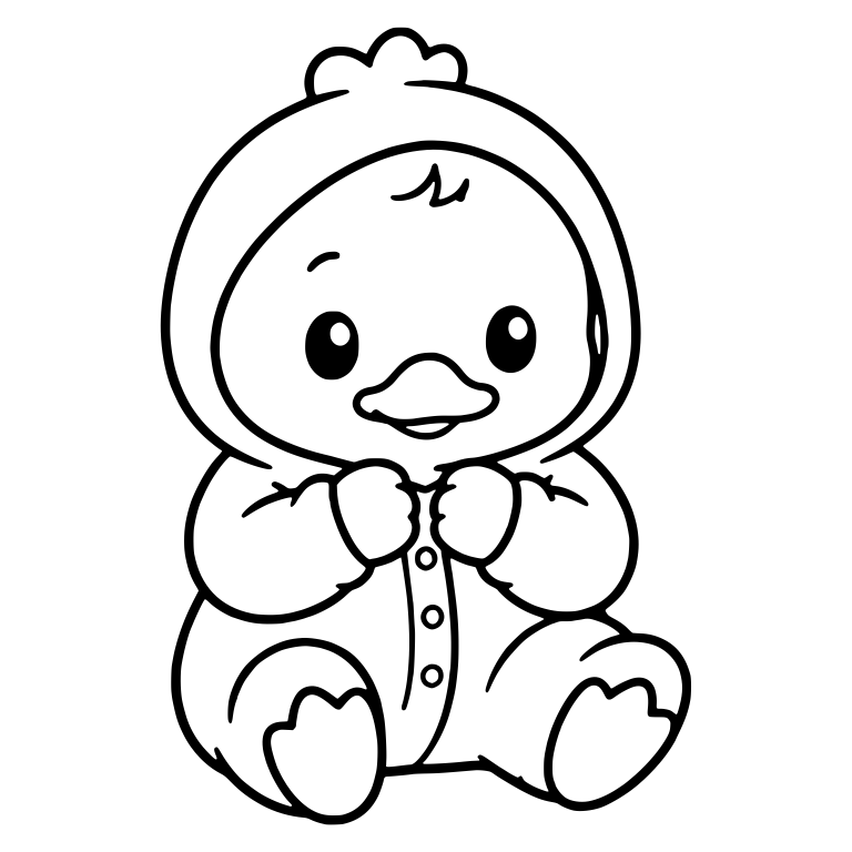 Sitting Duckling in Hooded Button Onesie — free animal SVG cut file