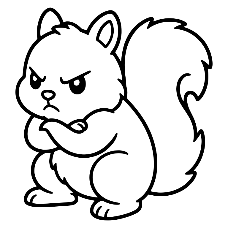 Grumpy Squirrel Hunched With Arms Crossed And Fluffy Tail — free animal SVG cut file