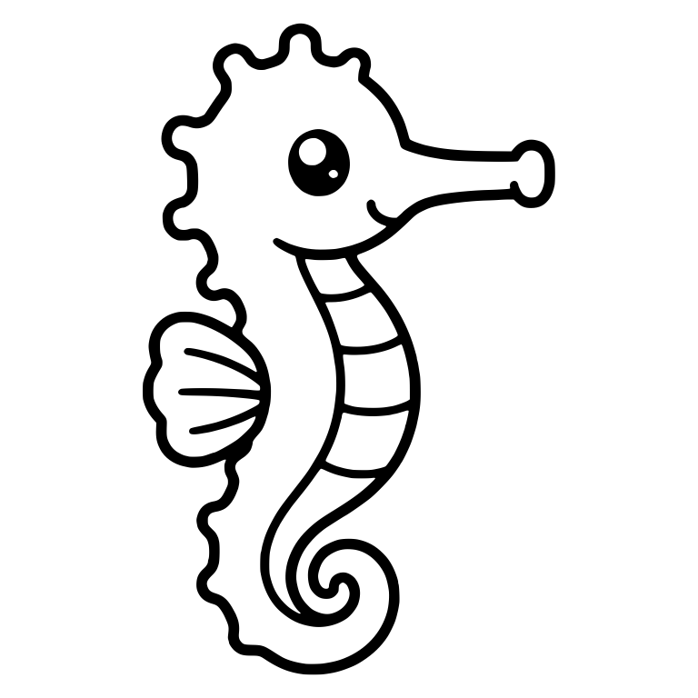 Right-Facing Seahorse With Bumpy Crown and Side Fin — free animal SVG cut file