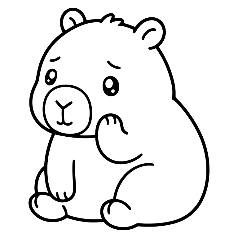 Shy Capybara Sitting with Paw at Its Chin — free animal SVG cut file