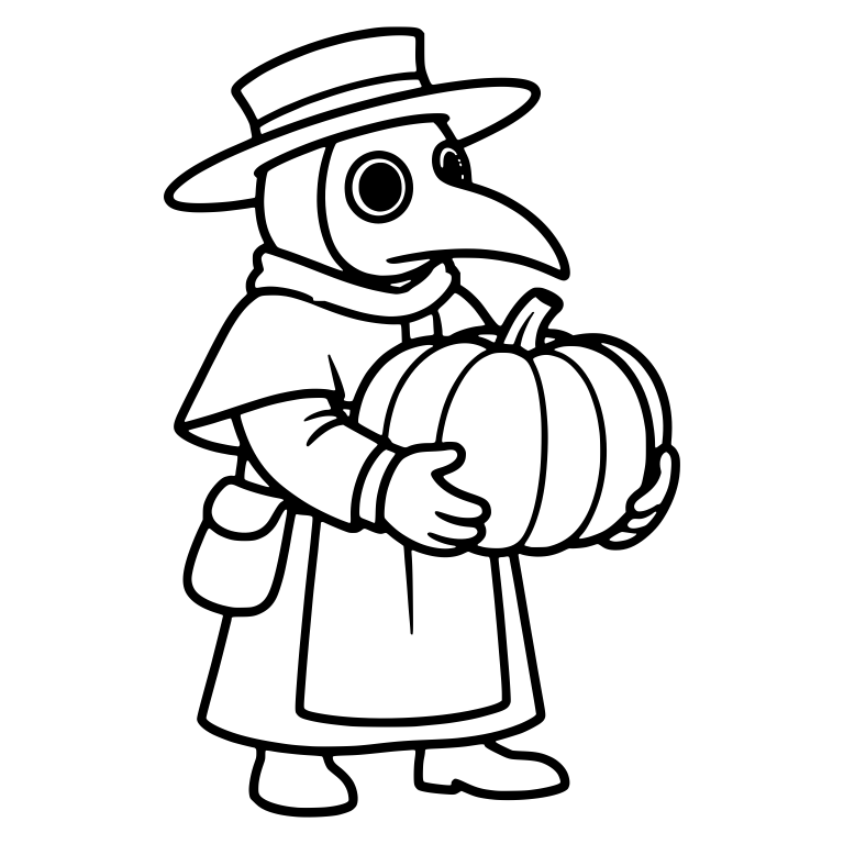 Plague Doctor Cradling a Large Pumpkin — free characters SVG cut file