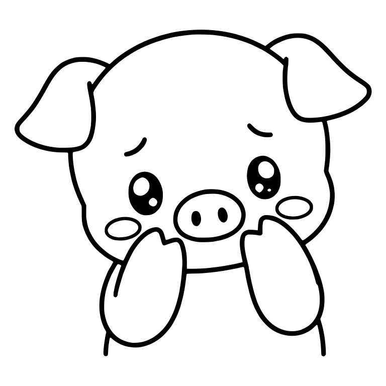 Shy Piglet Peeking with Hooves on Blushing Cheeks — free animal SVG cut file