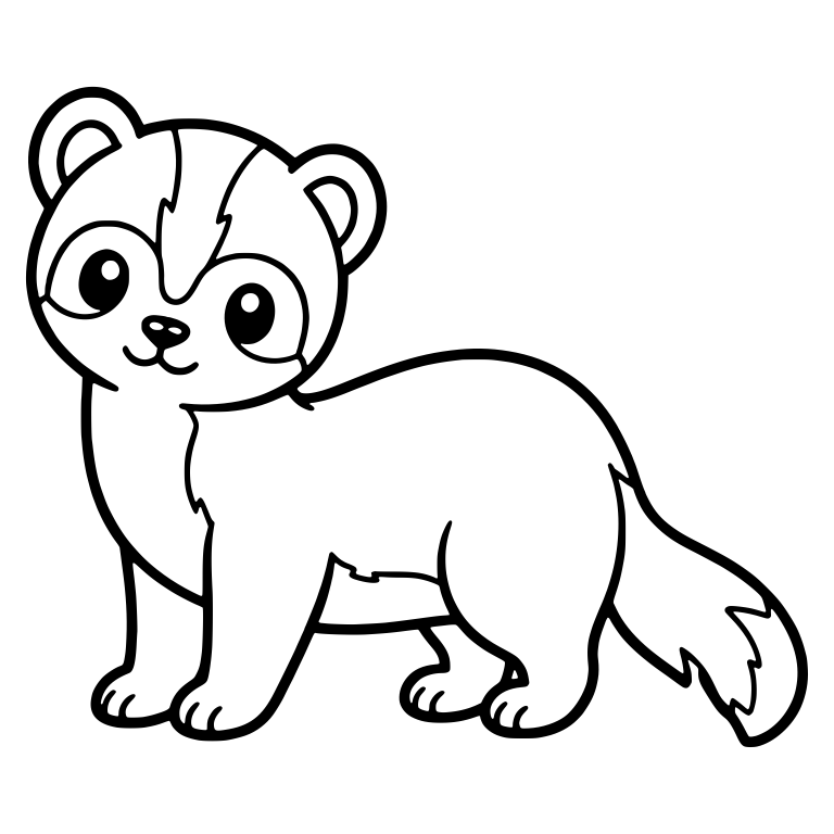 Kawaii Ferret With Forehead Stripe And Tipped Tail — free animal SVG cut file