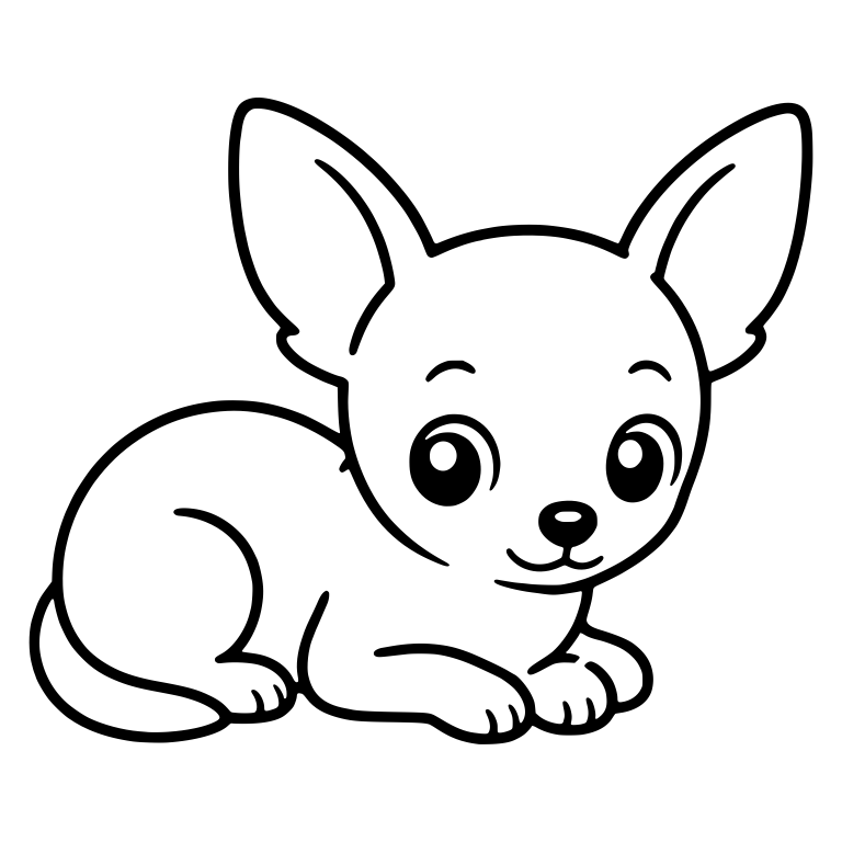 Chihuahua Puppy Lying Down With Big Ears and Curled Tail — free animal SVG cut file