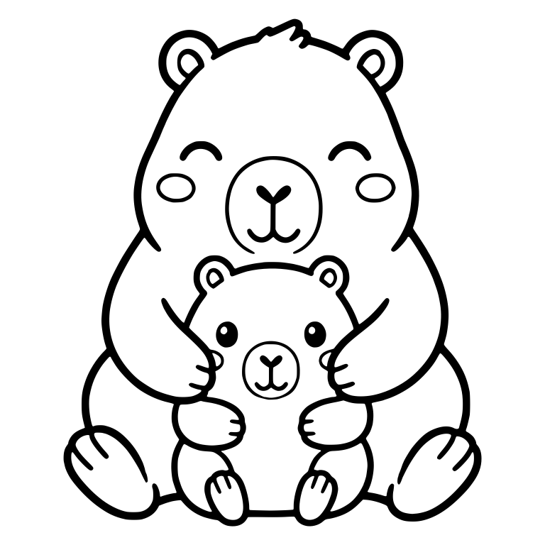 Capybara Mother Hugging Baby Capybara — free animal SVG cut file